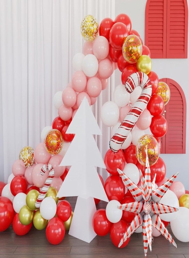 Togvu Christmas Balloon Arch Kit, Red Pink White Latex Balloon Garland Kit with Metallic Gold Confetti Balloons Red White Candy Cane Star Foil Christmas Mylar Balloons for Xmas Holiday New Year Party Decor - Image 2